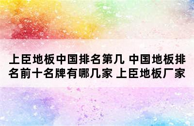 上臣地板中国排名第几 中国地板排名前十名牌有哪几家 上臣地板厂家